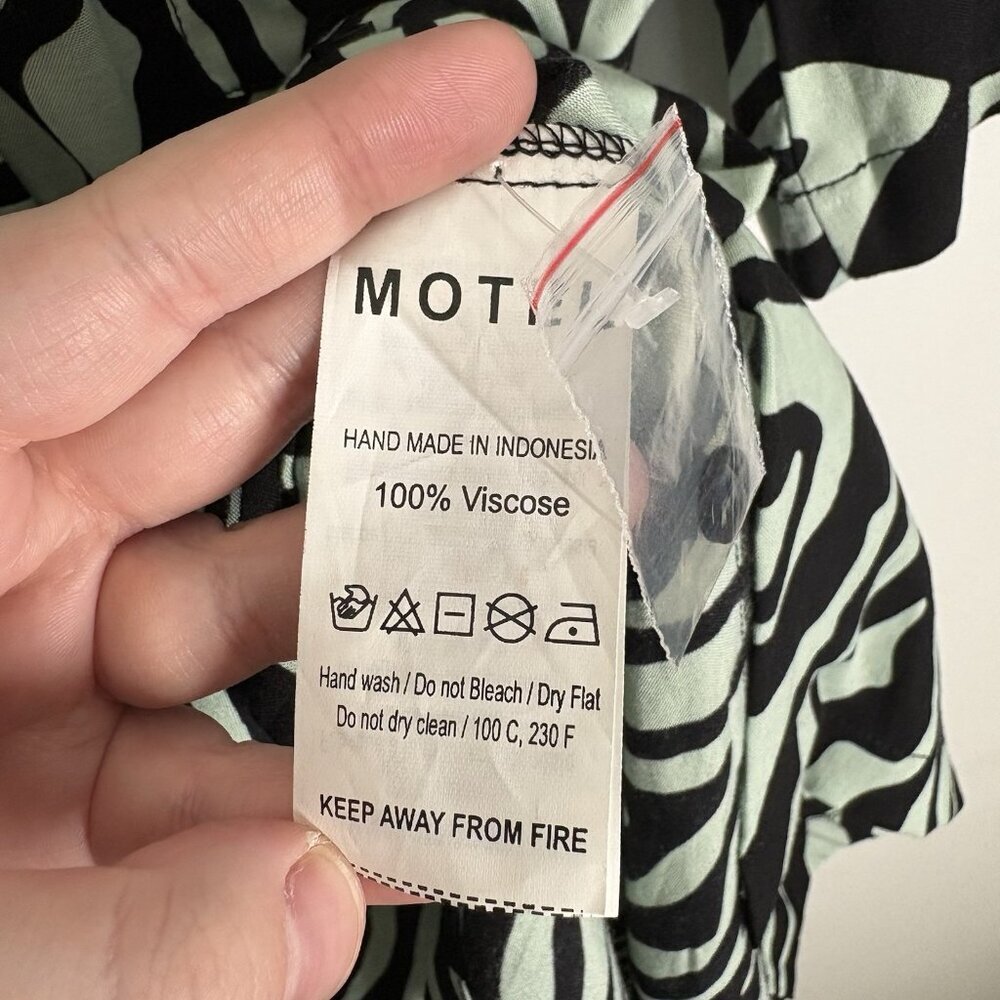 Motel Rocks Women S Wavey Zebra Mint Y2K Short Sleeve Fresia Mini Shirt Dress - Picture 8 of 10